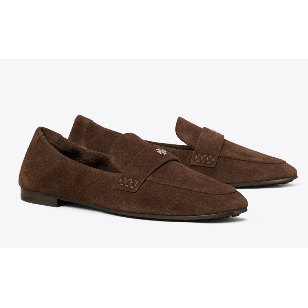 Tory Burch Ballet Loafer Suede Dark Cocoa Women's Flats Size 9.5